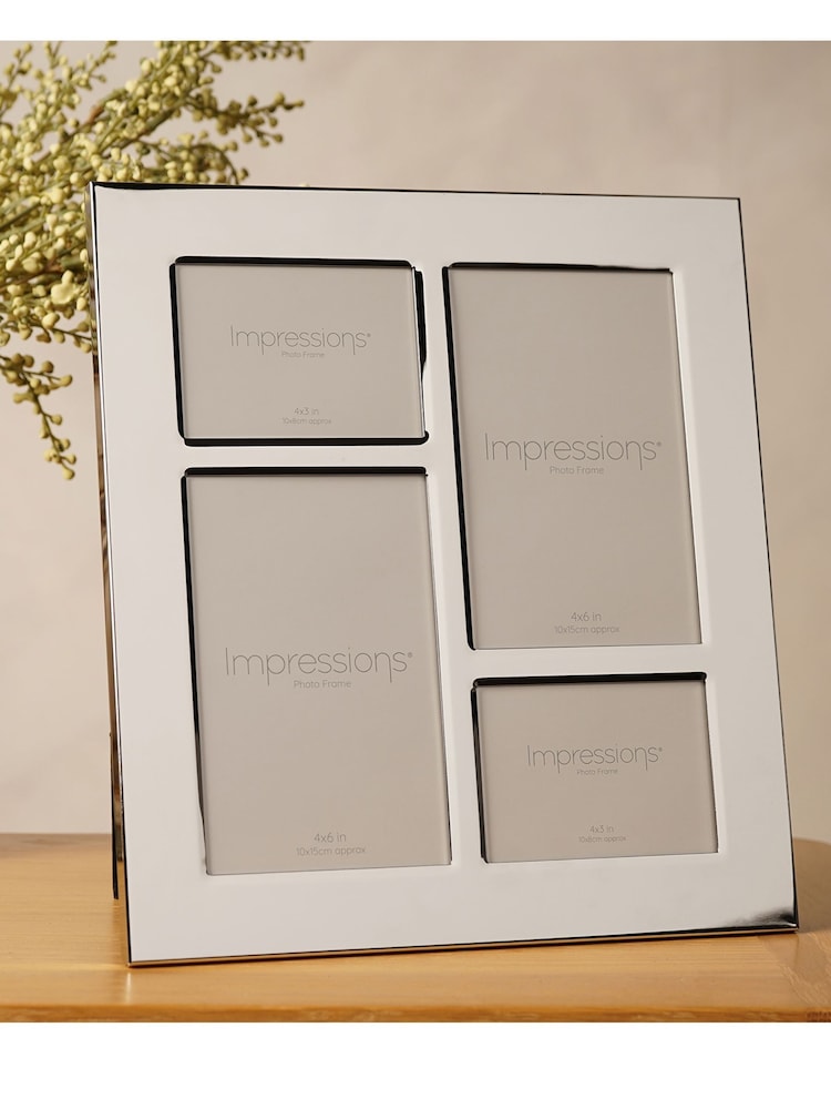 Widdop Silver Shiny Metal Plated 4 Aperture Collage Photo frame - Image 2 of 6