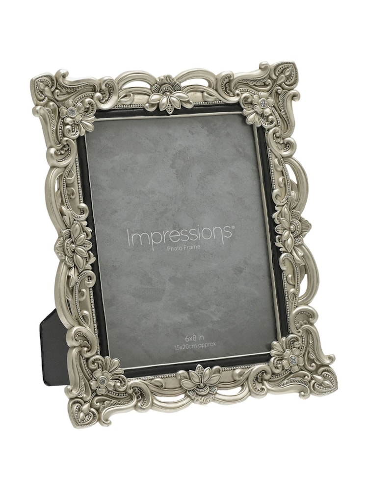 Widdop Silver Antique Floral Resin Crystals Photo Frame - Image 1 of 3