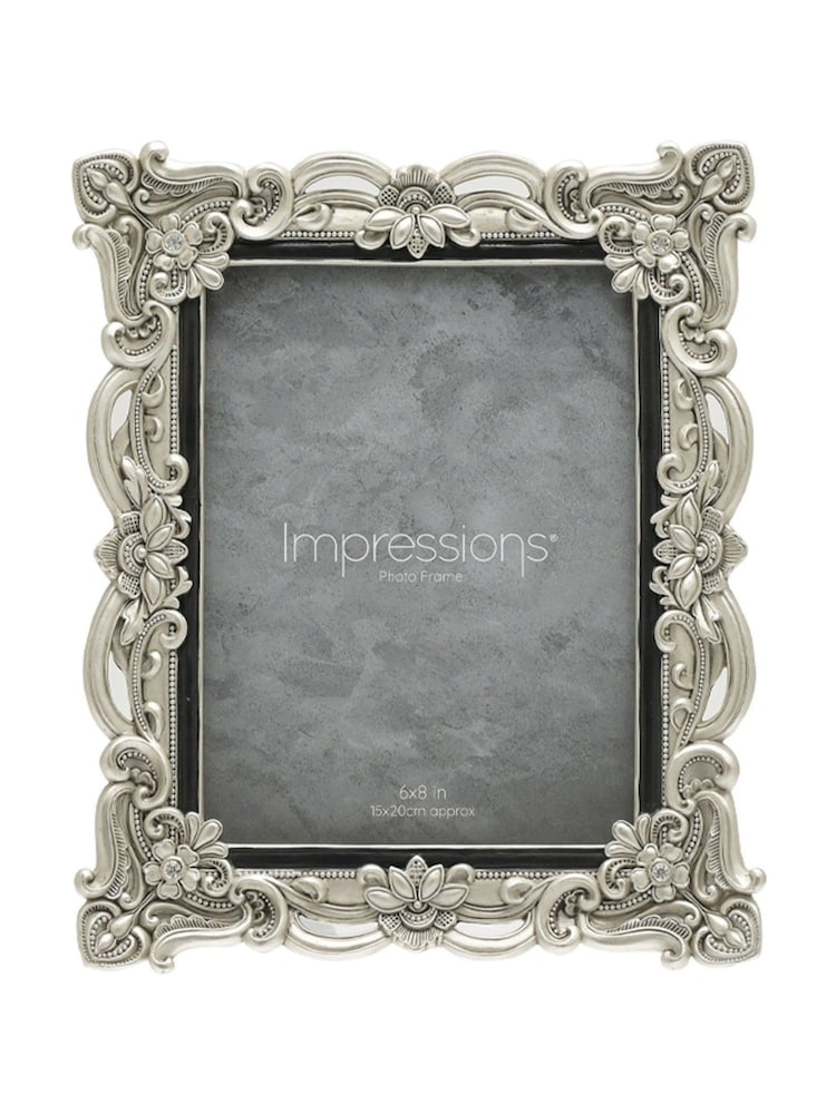Widdop Silver Antique Floral Resin Crystals Photo Frame - Image 2 of 3