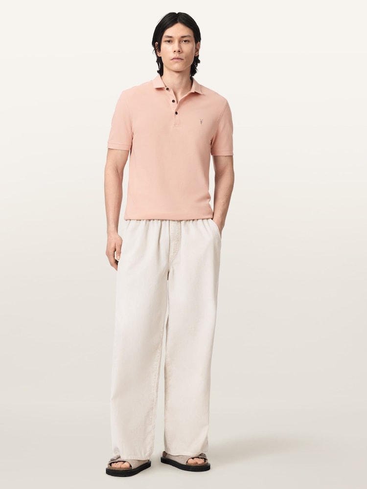 AllSaints Pink Reform Short Sleeve Polo Shirt - Image 2 of 6