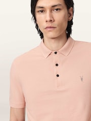 AllSaints Pink Reform Short Sleeve Polo Shirt - Image 3 of 6