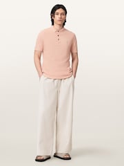 AllSaints Pink Reform Short Sleeve Polo Shirt - Image 5 of 6