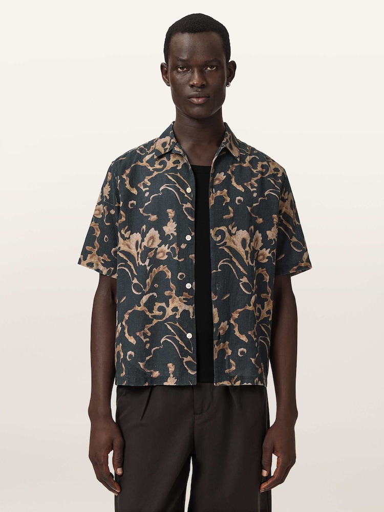 AllSaints Brown Fortune Short Sleeve Shirt - Image 1 of 7