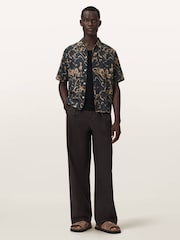 AllSaints Brown Fortune Short Sleeve Shirt - Image 3 of 7