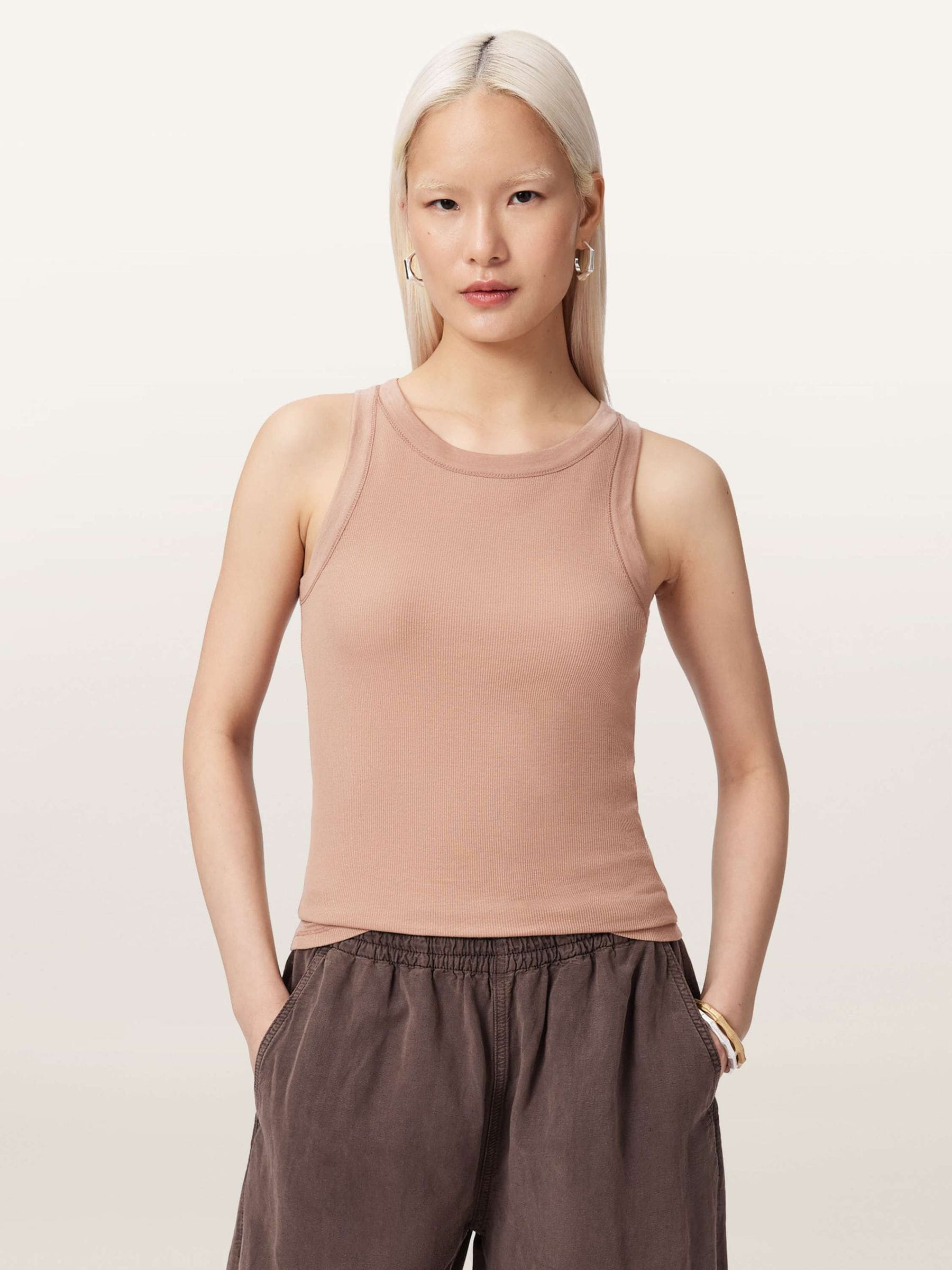 トップス andmary Angie ribbon tank pink beige ANDMARY】Angie ribbon tank