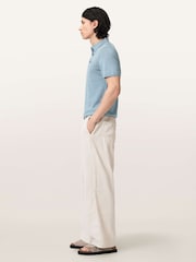 AllSaints Blue Mode Merino Short Sleeve Polo Shirt - Image 5 of 6