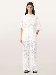AllSaints White Amelie Lace T-Shirt - Image 1 of 6