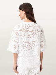 AllSaints White Amelie Lace T-Shirt - Image 4 of 6