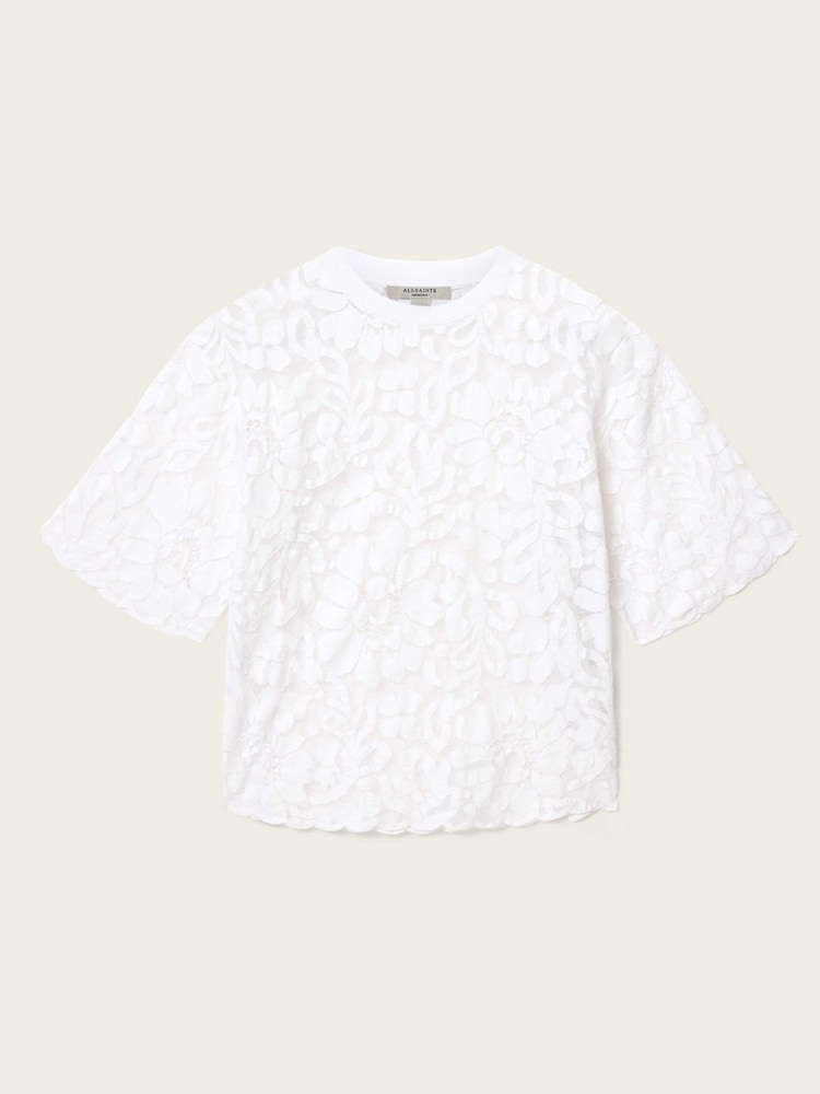 AllSaints White Amelie Lace T-Shirt - Image 6 of 6