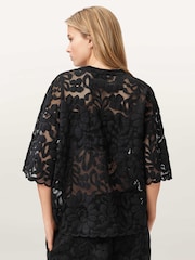 AllSaints Black Amelie Lace T-Shirt - Image 3 of 6