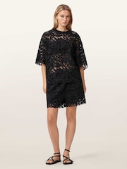 AllSaints Black Amelie Lace T-Shirt - Image 4 of 6