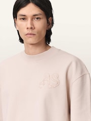 AllSaints Pink Insignia Crew Neck Sweat Tops - Image 5 of 8