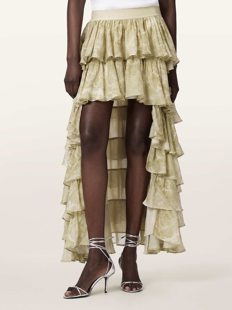 AllSaints Green Cavarly Maxi Skirt - Image 2 of 8