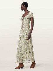 AllSaints Green Gabby Mesh Dress - Image 1 of 8