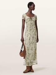 AllSaints Green Gabby Mesh Dress - Image 4 of 8