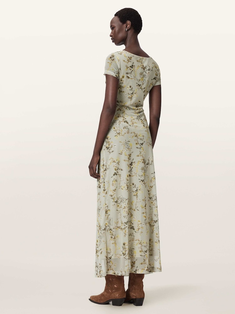 gabby green dress AllSaints Women's Floral Print Mesh Maxi Dress, Green, Size 8 dresses for graduation