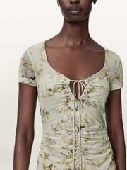 AllSaints Green Gabby Mesh Dress - Image 7 of 8