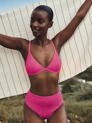 Pink High Waist High Leg Crinkle Bikini Bottoms - Image 4 of 7