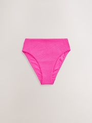 Pink High Waist High Leg Crinkle Bikini Bottoms - Image 5 of 7