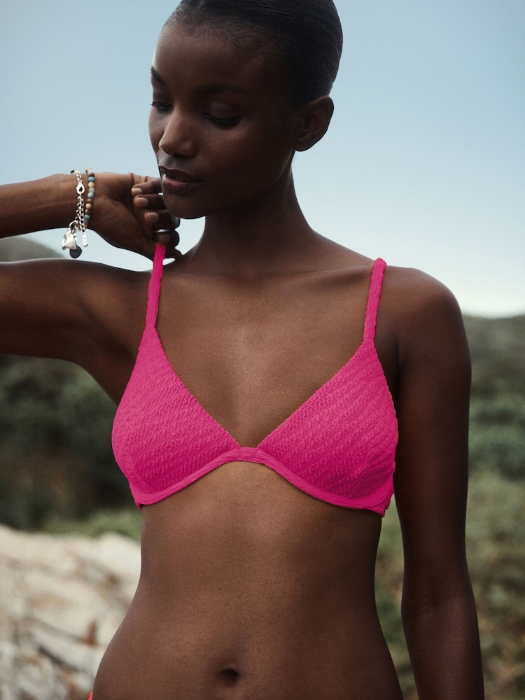 Pink Non Padded Underwired Bikini Top - Image 1 of 8 Pink Non Padded Underwired Bikini Top - Image 1 of 8