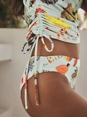 Mintgrønn mosaikk samtale - Adjustable Ruched Side Bandeau Tankini Top - Bilde 4 av 8