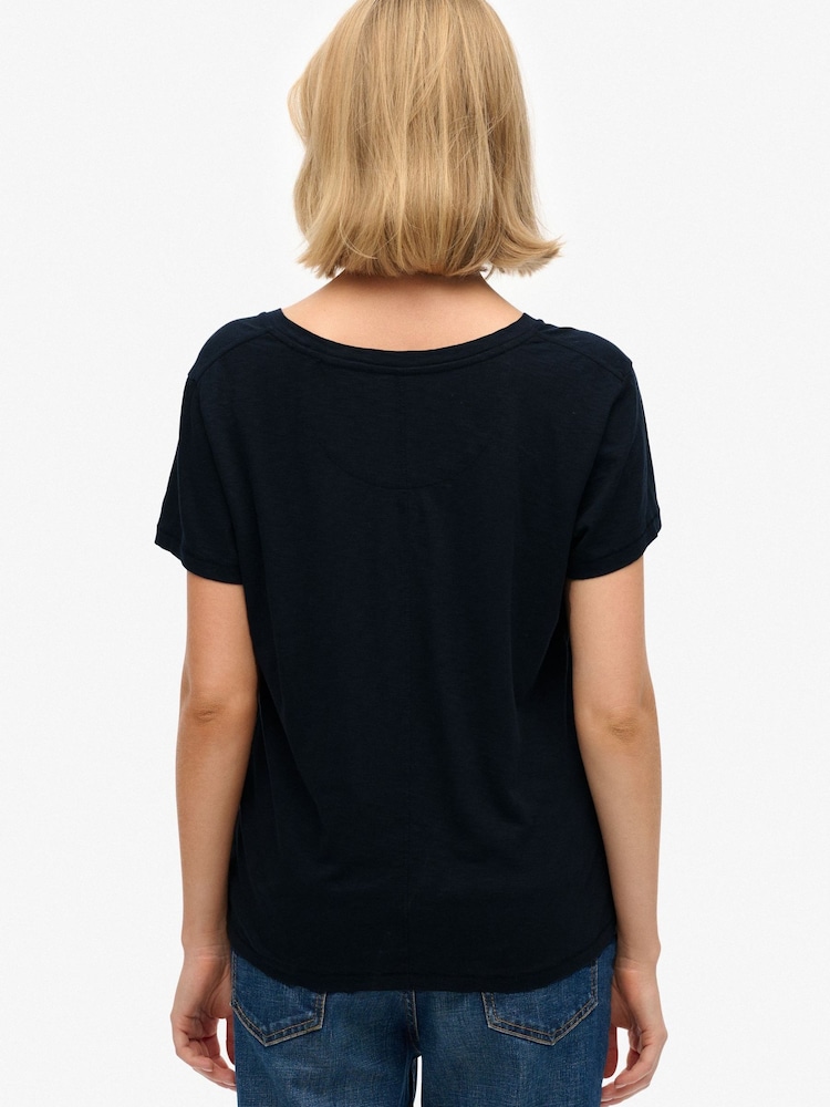 Superdry Navy Blue Studios Slub Embroidered T-Shirt - Image 2 of 8
