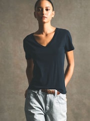 Superdry Navy Blue Studios Slub Embroidered T-Shirt - Image 3 of 8