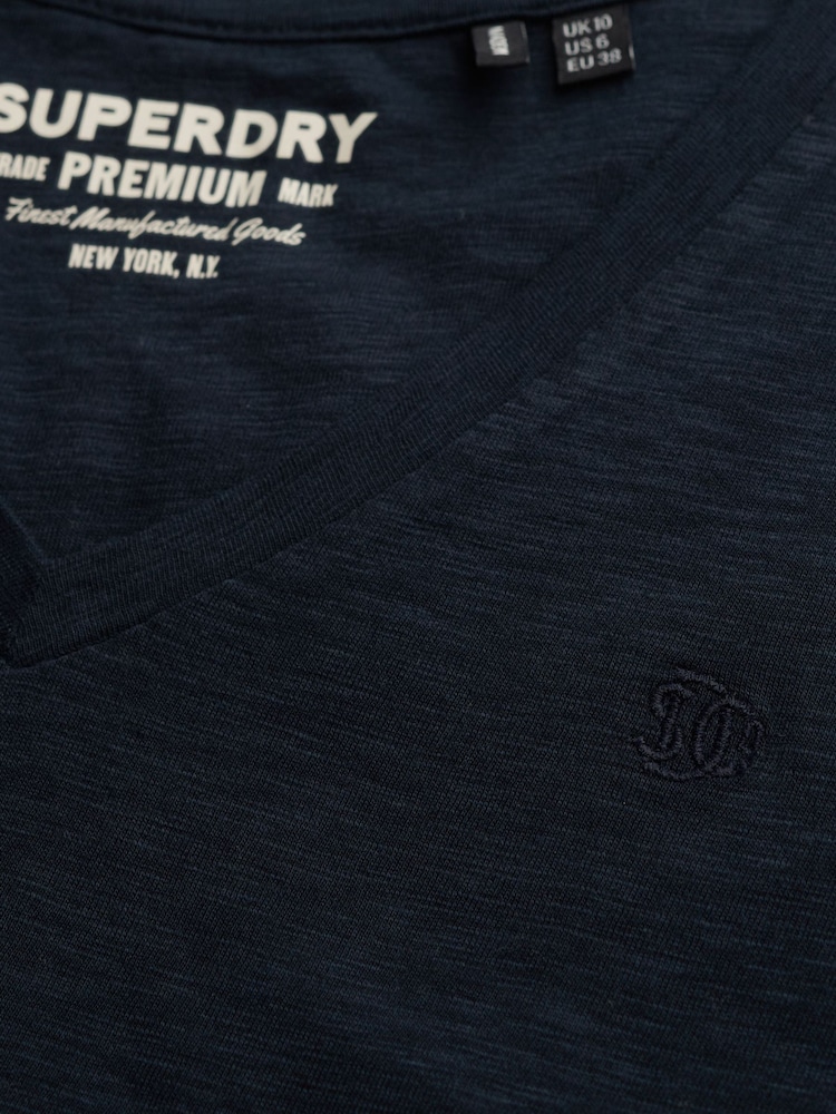 Superdry Navy Blue Studios Slub Embroidered T-Shirt - Image 8 of 8