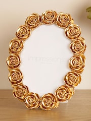 Widdop Gold Rose Design Oval Resin Photo Frame - Image 1 of 7