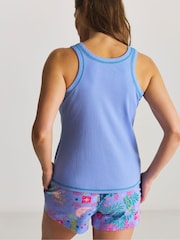 Simply Be Blue Pretty Secrets Ribbed Pyjamas 2 Pack - Image 2 of 4