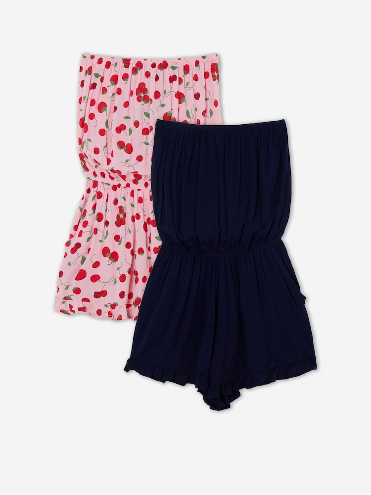 Simply Be Pink Cherry Print Beach Playsuits 2 Pack - Image 5 of 5 Simply Be Pink Cherry Print Beach Playsuits 2 Pack - Image 5 of 5