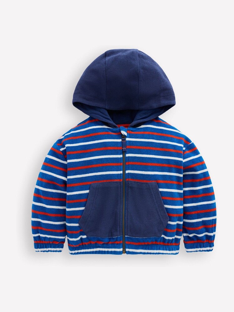 Boden Blue Towelling Zip-through Hoodie - Image 1 of 3