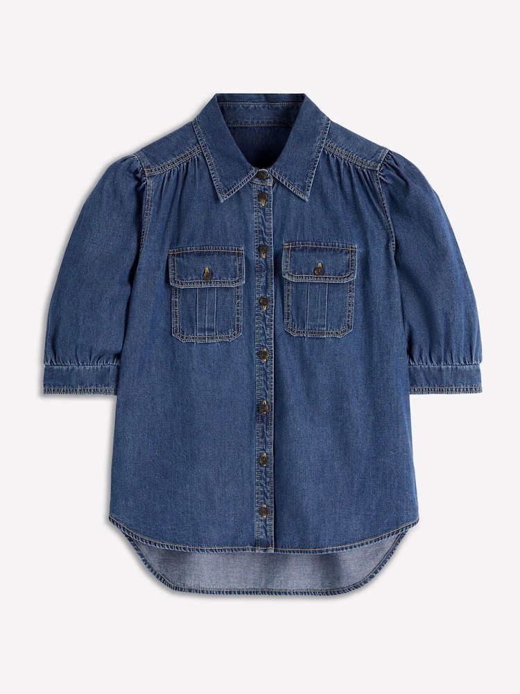 Boden Blue Short Sleeve Denim Top - Image 7 of 7 Boden Blue Short Sleeve Denim Top - Image 7 of 7