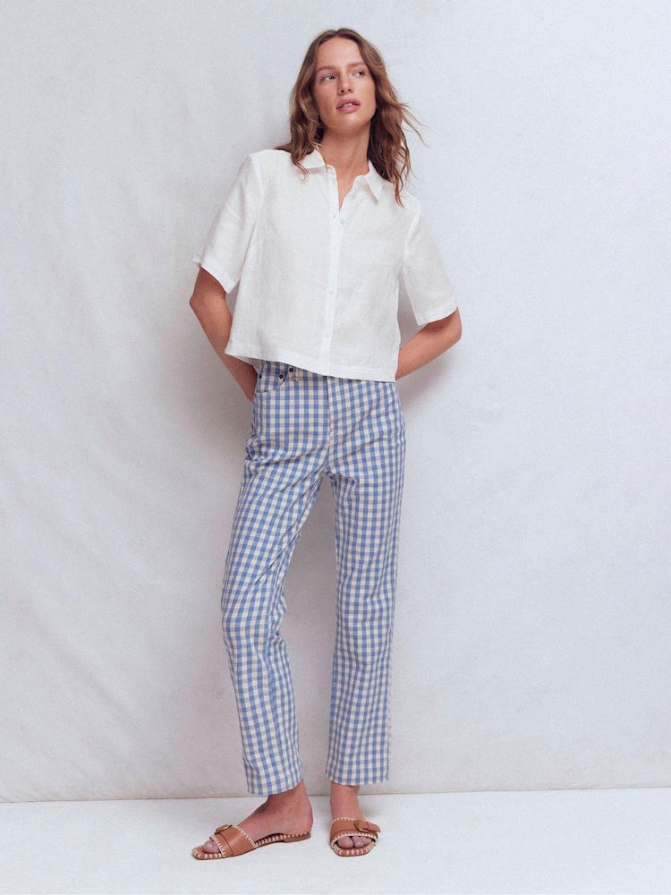 Boden White Short Sleeve Linen Shirt - Image 2 of 6