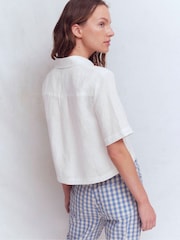 Boden White Short Sleeve Linen Shirt - Image 3 of 6