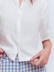 Boden White Short Sleeve Linen Shirt - Image 4 of 6