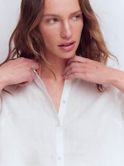 Boden White Short Sleeve Linen Shirt - Image 5 of 6