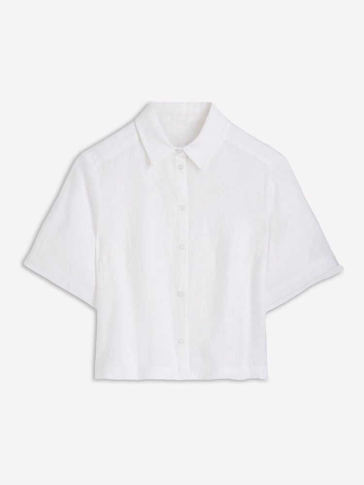Boden White Short Sleeve Linen Shirt - Image 6 of 6