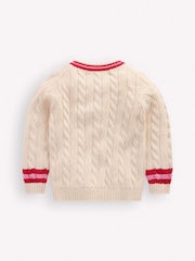 Boden Cream V-Neck Cable Jumper - Image 2 of 3
