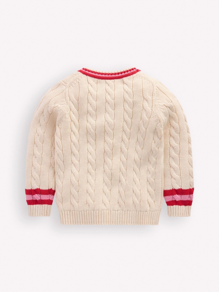 Boden Cream V-Neck Cable Jumper - Image 2 of 3 Boden Cream V-Neck Cable Jumper - Image 2 of 3