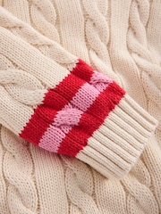 Boden Cream V-Neck Cable Jumper - Image 3 of 3