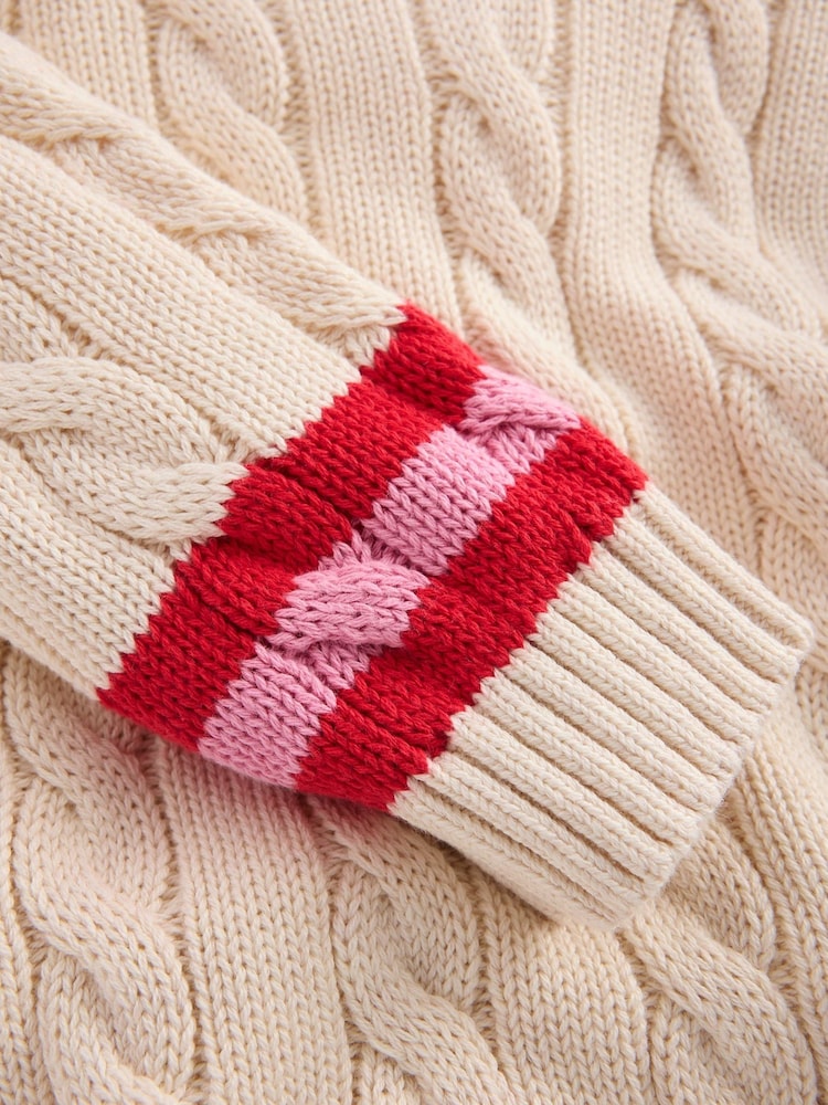 Boden Cream V-Neck Cable Jumper - Image 3 of 3 Boden Cream V-Neck Cable Jumper - Image 3 of 3
