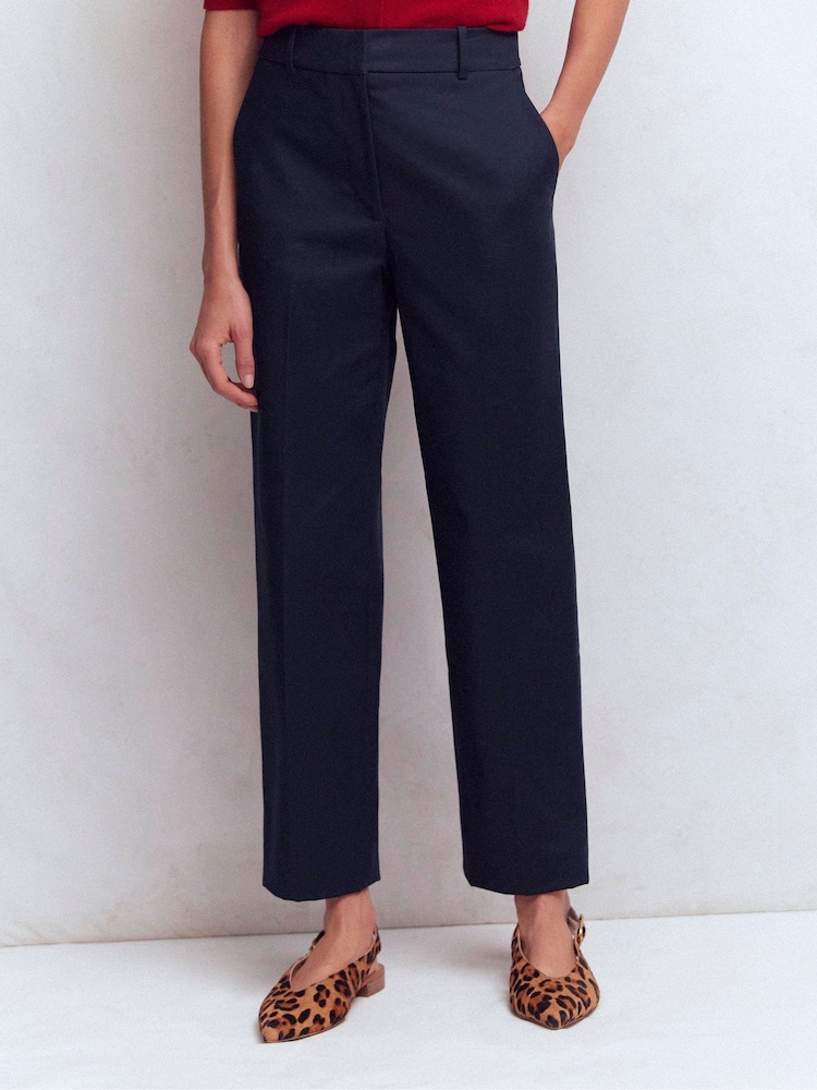 Boden Blue Slim Leg Cotton Trousers - Image 1 of 5 Boden Blue Slim Leg Cotton Trousers - Image 1 of 5