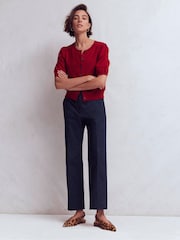 Boden Blue Slim Leg Cotton Trousers - Image 3 of 5
