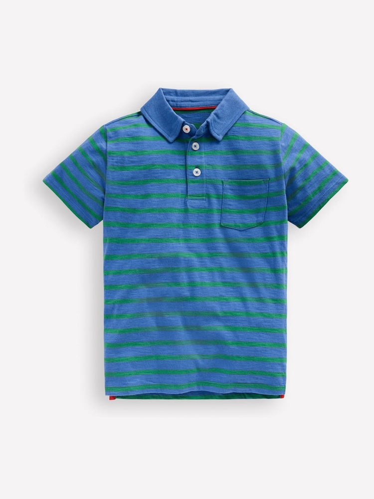 Boden Blue Slub Polo Shirt - Image 1 of 3