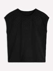 Boden Black Willow Broderie T-Shirt - Image 5 of 5