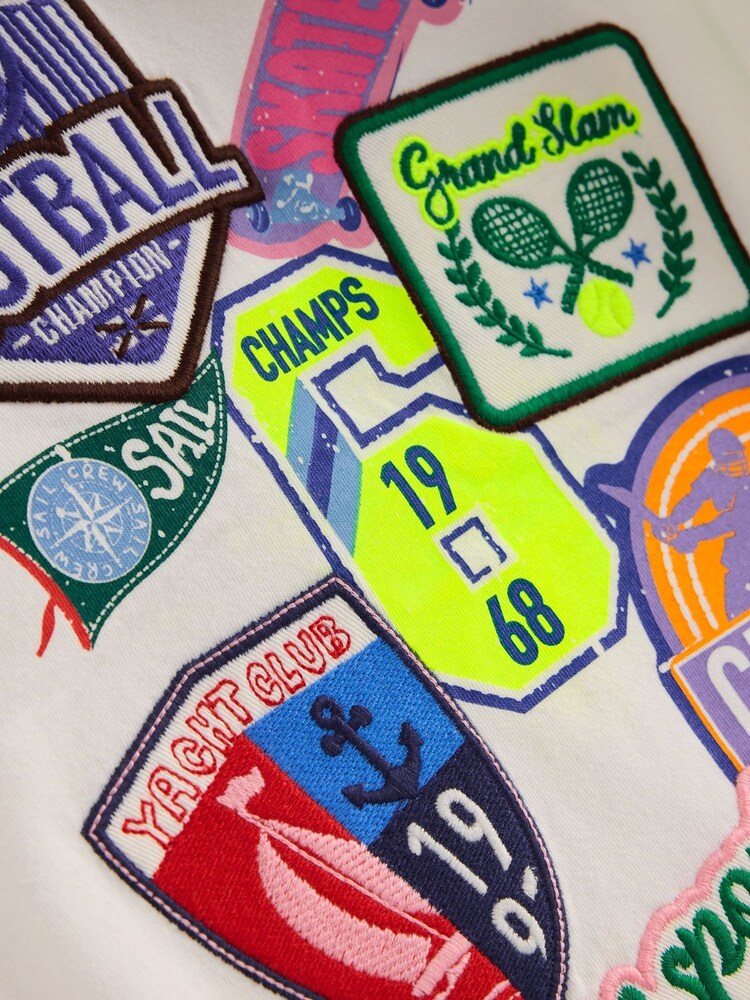 Boden Cream Short Sleeve Badge T-Shirt - Image 3 of 3