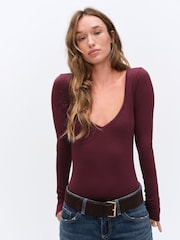 The Set 3 Pack Seam Picot Trim Bodysuit Burgundy Red/Khaki Green/Brown - Image 2 of 9