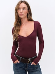 The Set 3 Pack Seam Picot Trim Bodysuit Burgundy Red/Khaki Green/Brown - Image 4 of 9