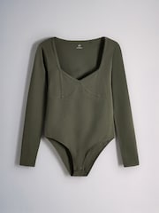 The Set 3 Pack Seam Picot Trim Bodysuit Burgundy Red/Khaki Green/Brown - Image 5 of 9
